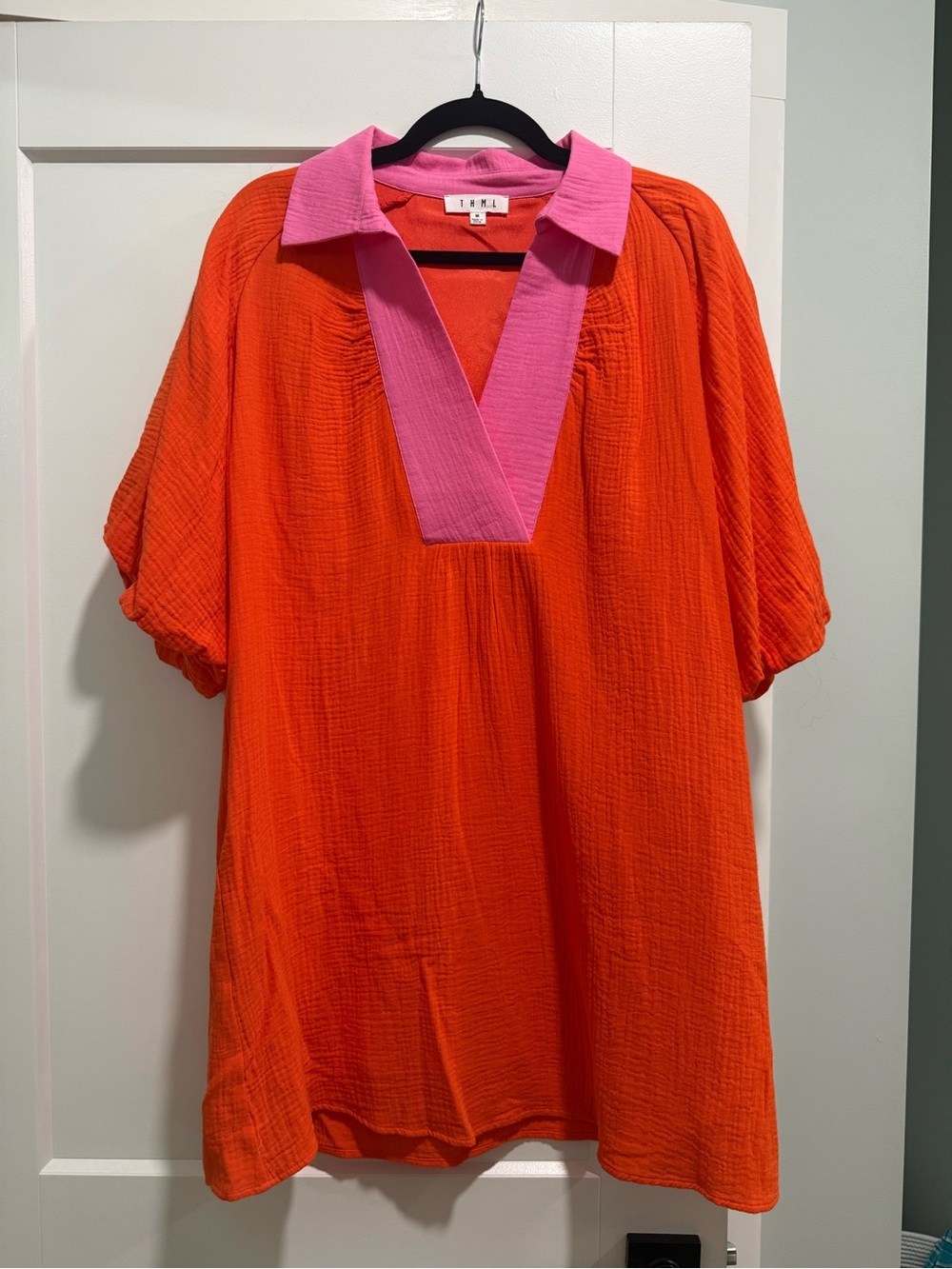 Thml orange pink collar dress M